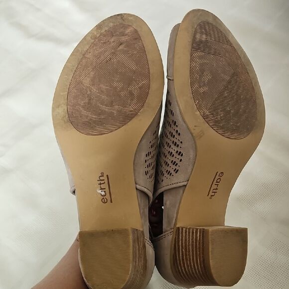 Earth Tan Heeled Boots with Peep-Toe Design - Picture 7 of 16